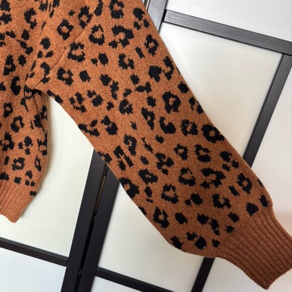 Old Navy Sweater Women Size XL Leopard-Print Mock-Neck Ribbed Hem Preppy NWT - Picture 9 of 12
